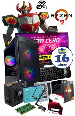 PC AMD RYZEN 7 5700G 16GB 500GB A520M WIFI + MONITOR FHD 24 TEROS 120HZ